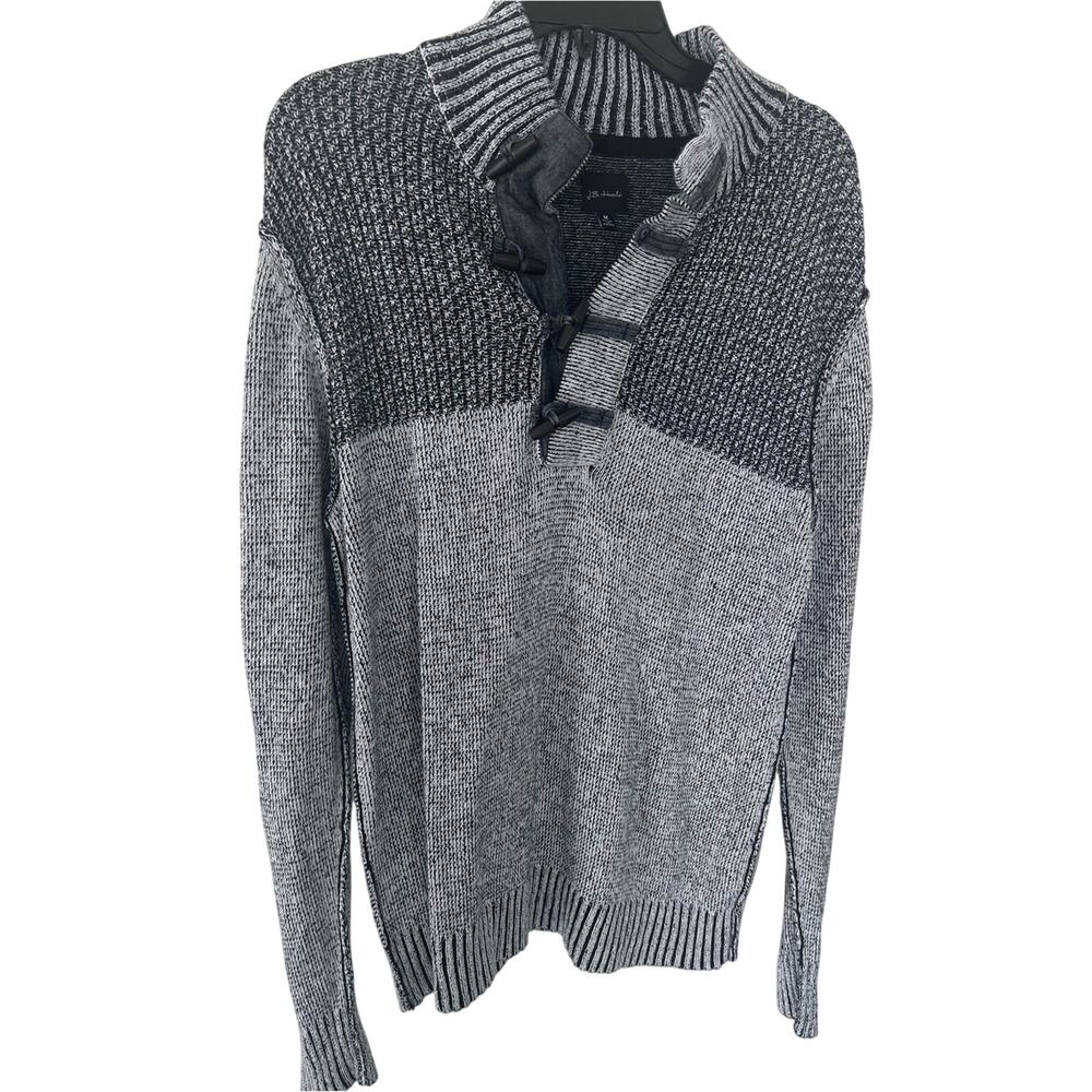 JB Holt Men's Two-Tone Gray Ribbed Toggle Sweater Size M
